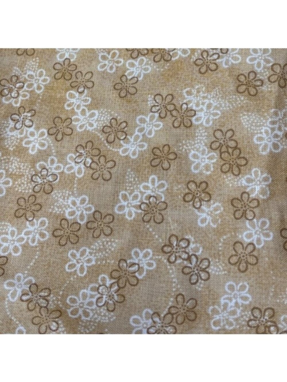 Fat Quarter Cotton Fabric 18x22 Brown White Floral Pattern Craft Fabric